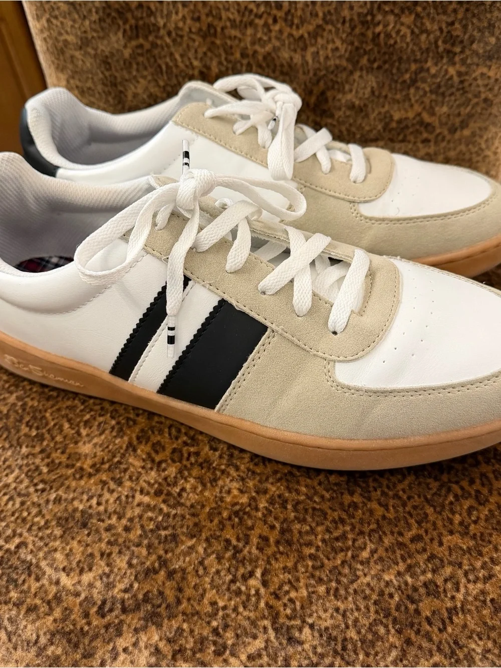 Ben Sherman White, Black & Tan Low-Top Sneakers